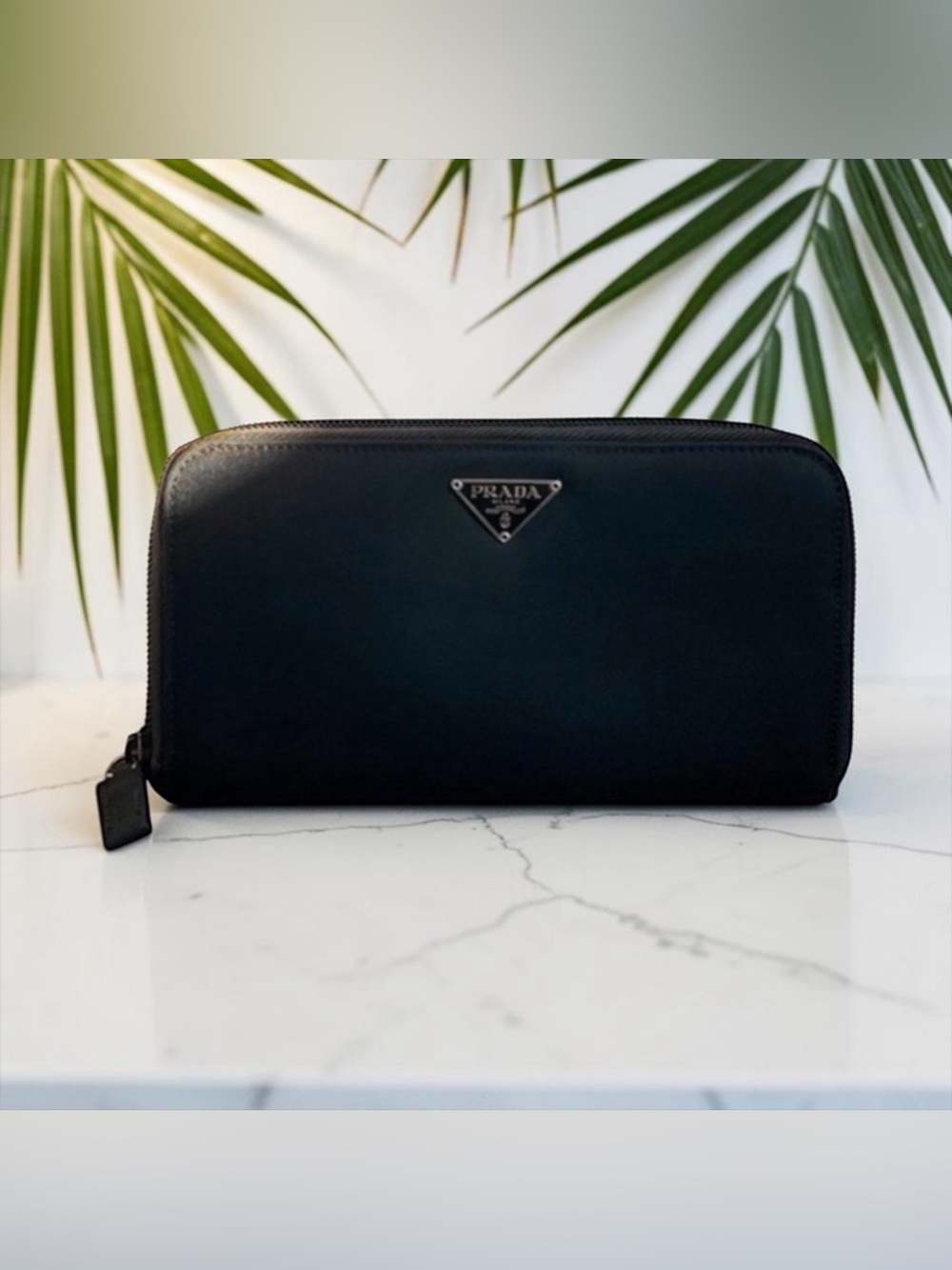 🖤PRADA🖤Black Nylon Triangle Logo Zip Around Long Wallet with COA/EUC